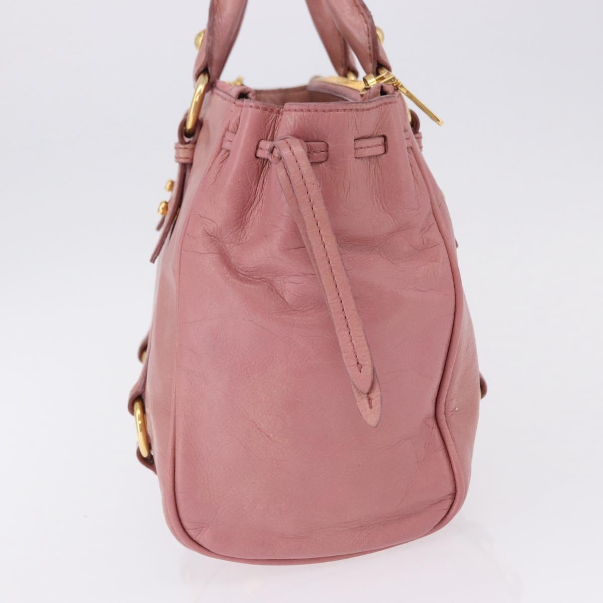 Miu Miu Hand Bag Leather Pink Gold Auth bs36498A