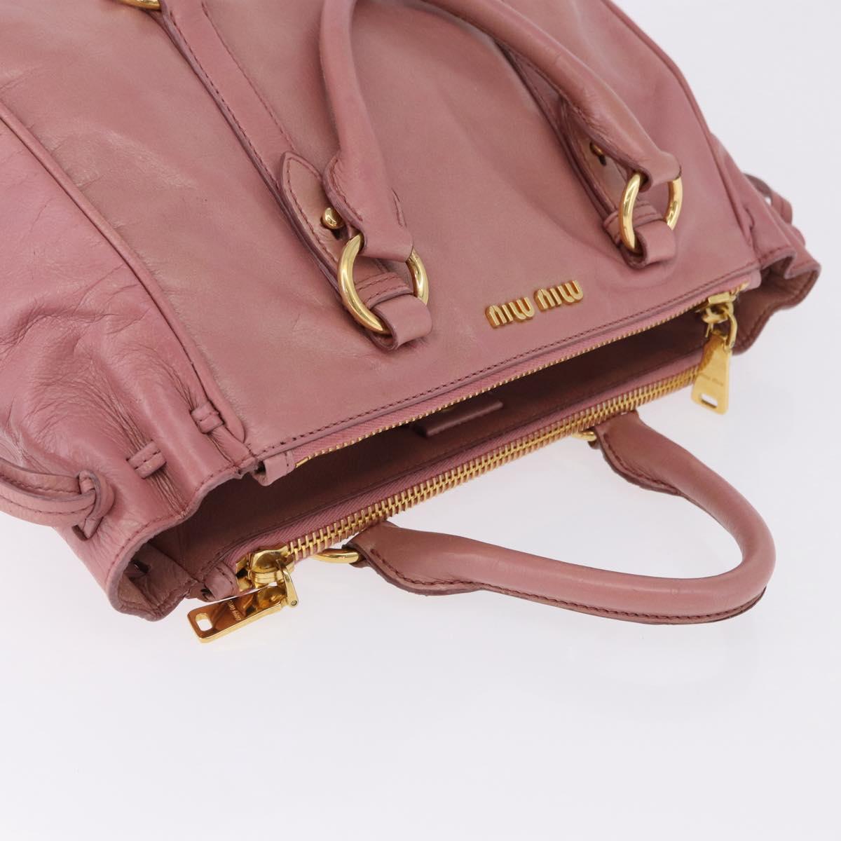 Miu Miu Hand Bag Leather Pink Gold Auth bs36498A