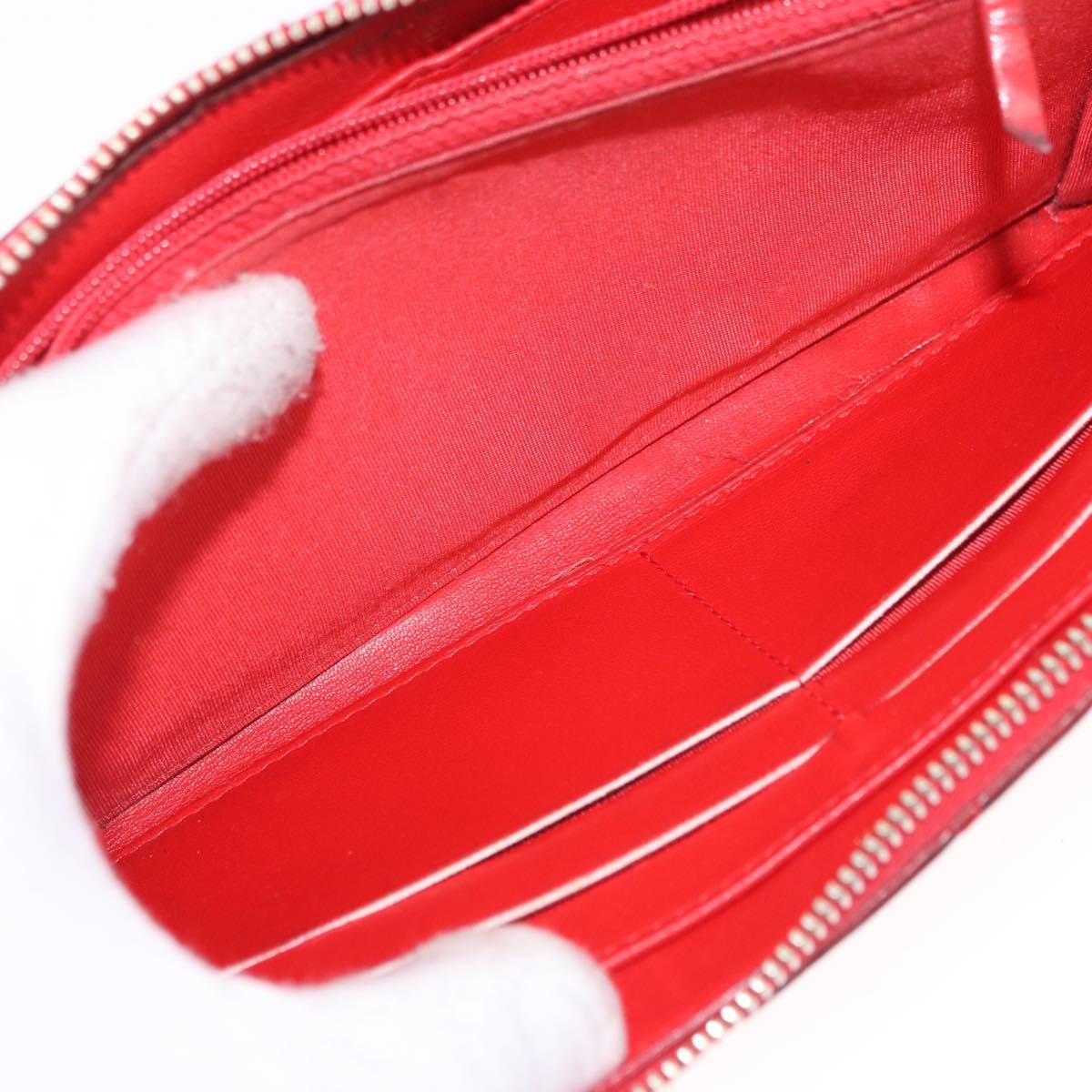 CHANEL Matelasse Camelia Long Wallet Lamb Skin Red Gold CC Auth bs36502