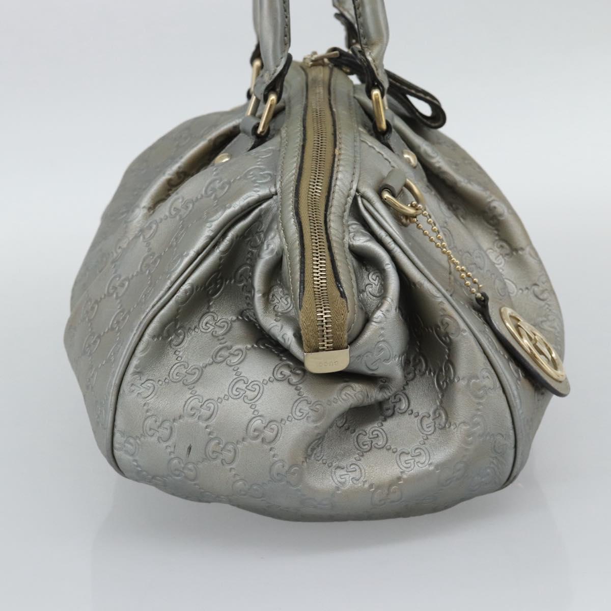 GUCCI GG Canvas Guccissima Bag Leather 2way Silver Gold 223974 Auth bs36514