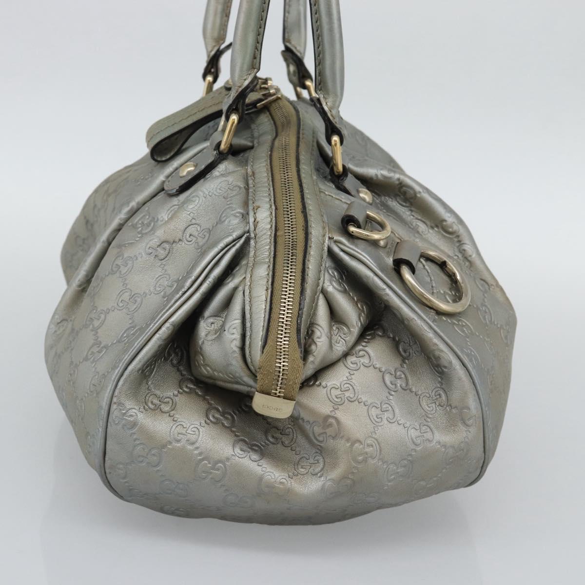 GUCCI GG Canvas Guccissima Bag Leather 2way Silver Gold 223974 Auth bs36514