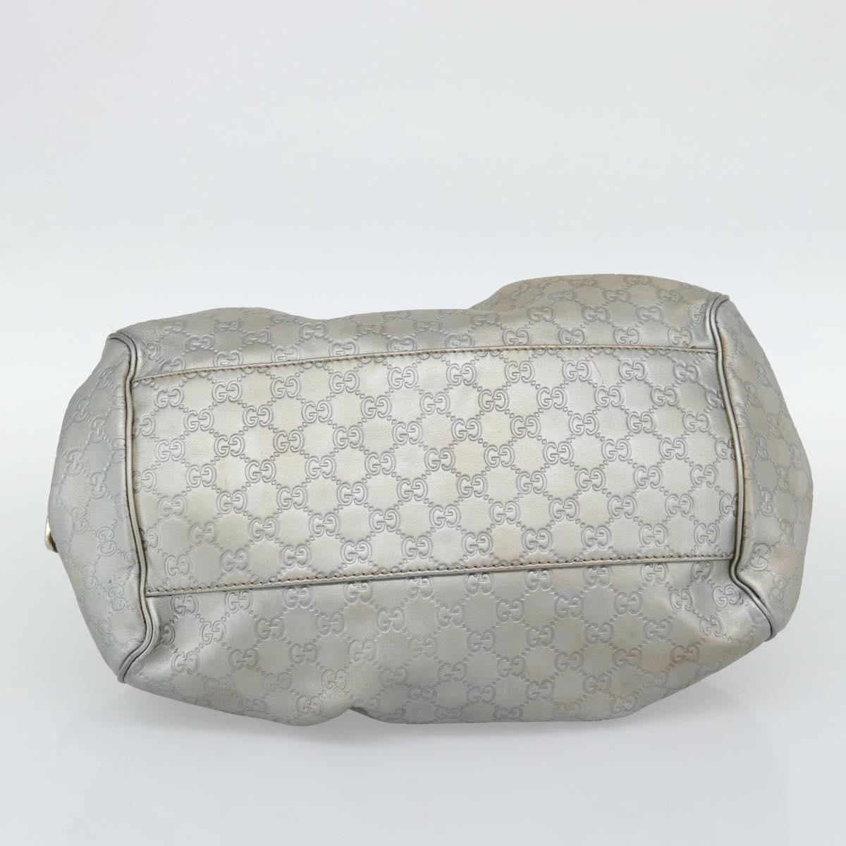 GUCCI GG Canvas Guccissima Bag Leather 2way Silver Gold 223974 Auth bs36514