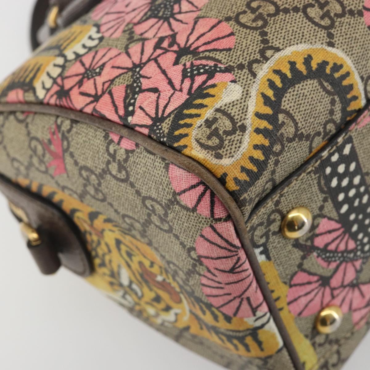 GUCCI GG Supreme Hand Bag PVC Leather Beige Gold Tone 409529 Auth bs36521