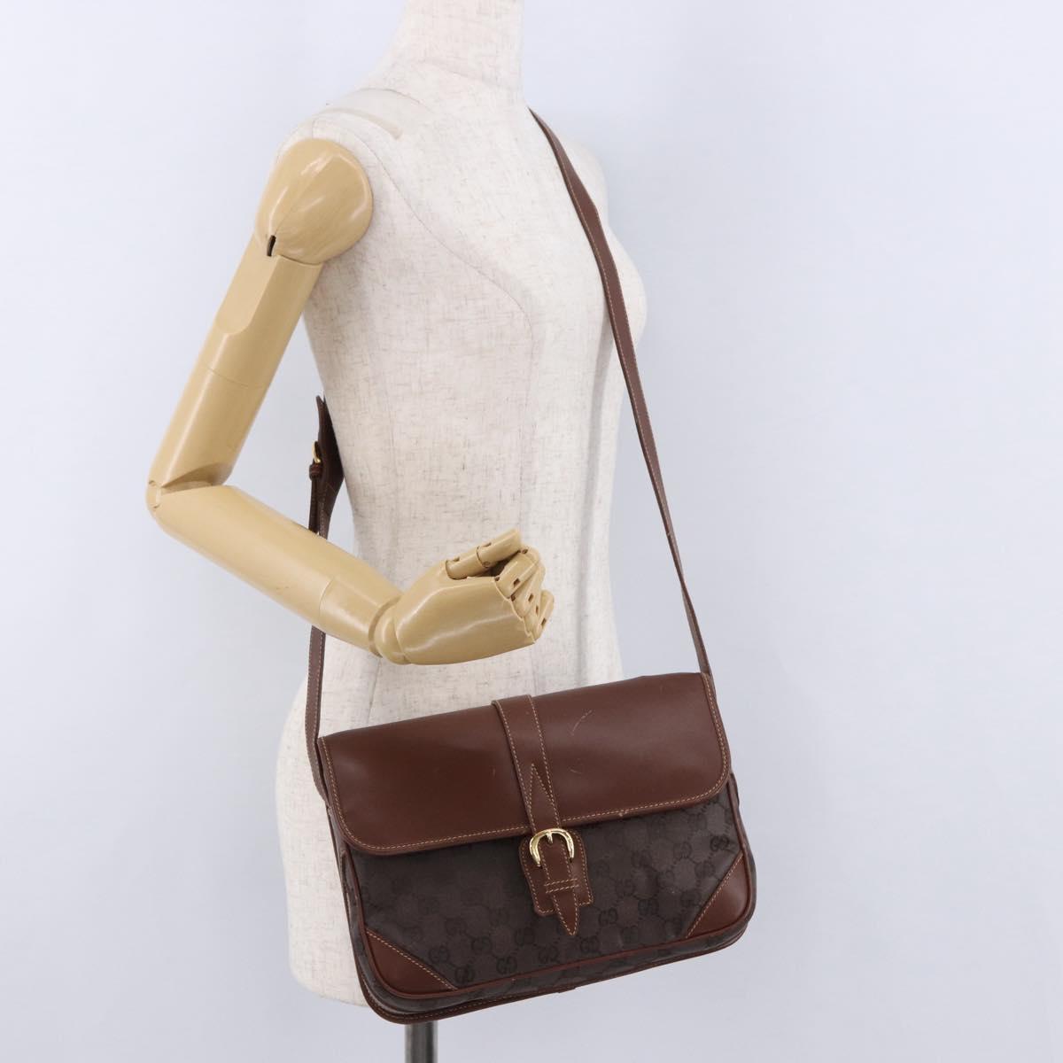 GUCCI GG Canvas Shoulder Bag Brown Gold 001 261 0613 Auth bs36525