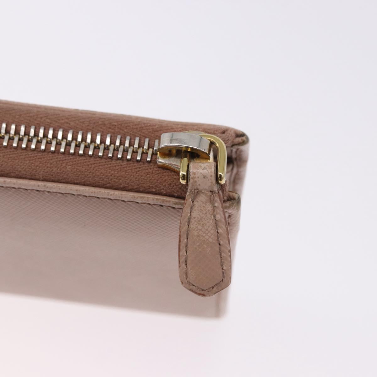 PRADA Long Wallet Safiano Leather Beige Gold Auth bs36526
