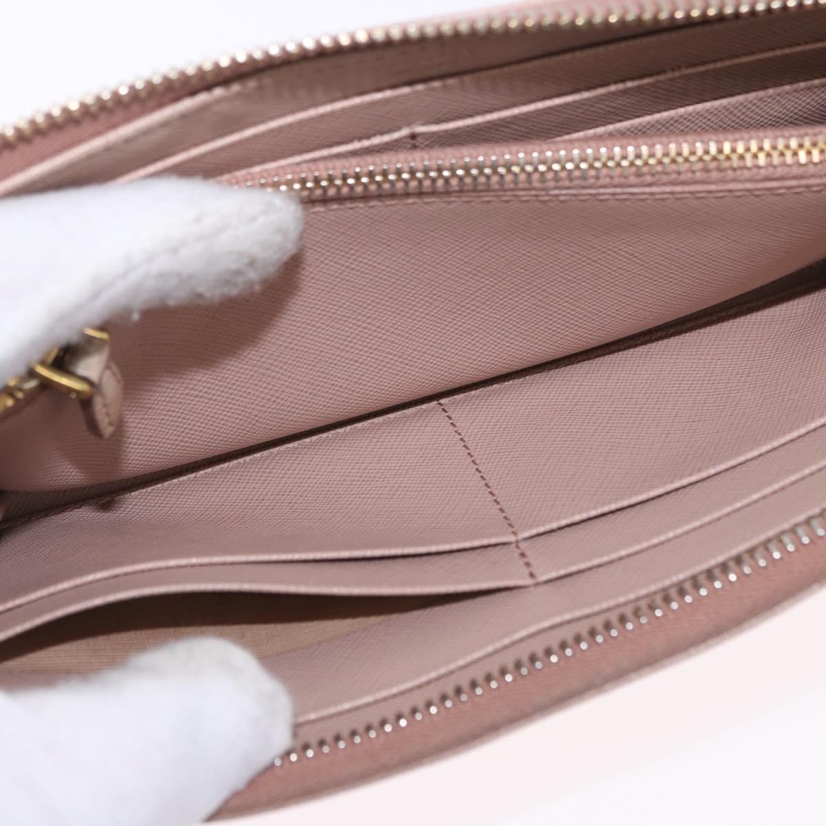 PRADA Long Wallet Safiano Leather Beige Gold Auth bs36526