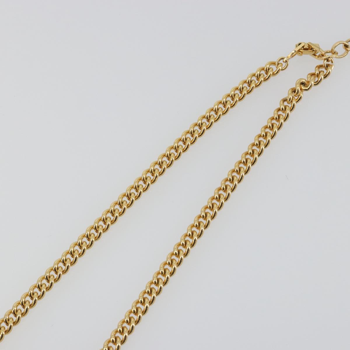 Christian Dior Necklace Metal Gold Tone Black Auth bs36528