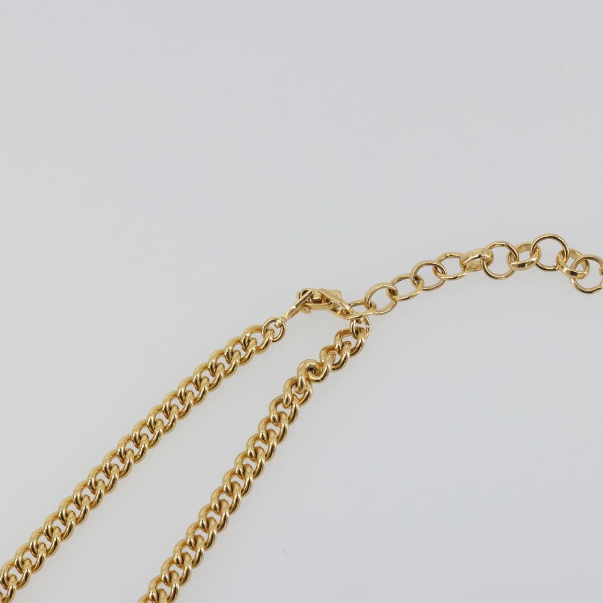 Christian Dior Necklace Metal Gold Tone Black Auth bs36528