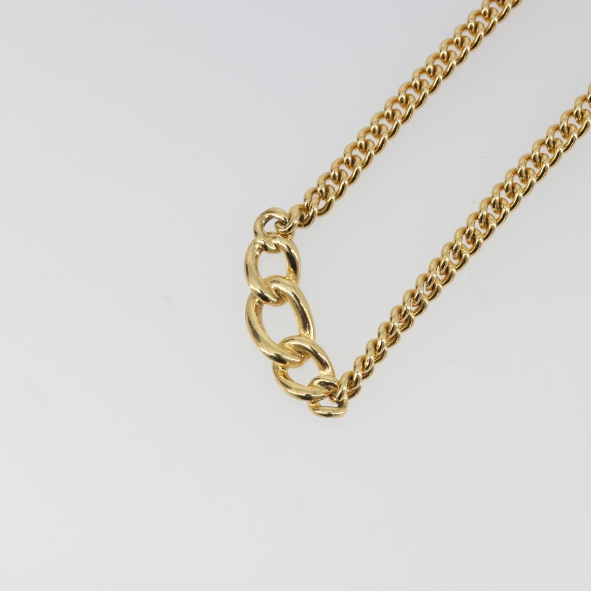 Christian Dior Necklace Metal Gold Tone Black Auth bs36528
