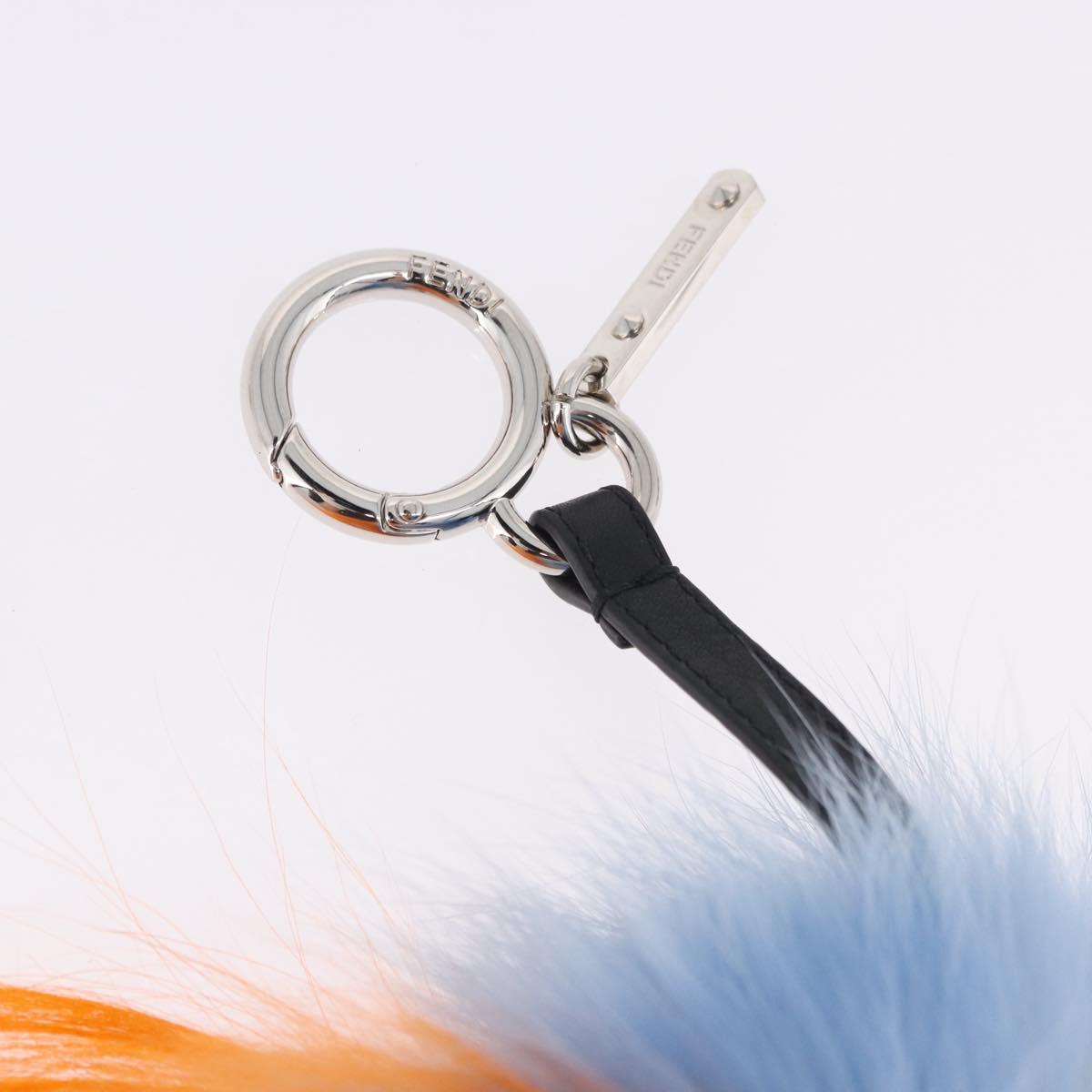 FENDI Monster Charm Fur Blue Silver Auth bs36529A