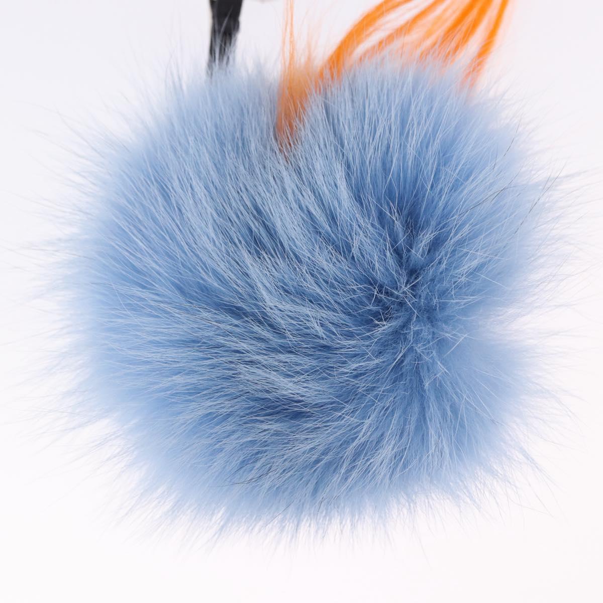 FENDI Monster Charm Fur Blue Silver Auth bs36529A