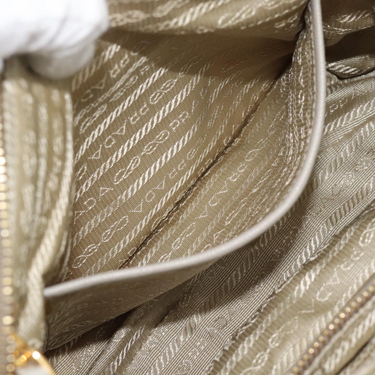PRADA Chain Shoulder Bag Nylon Beige Gold Auth bs36530