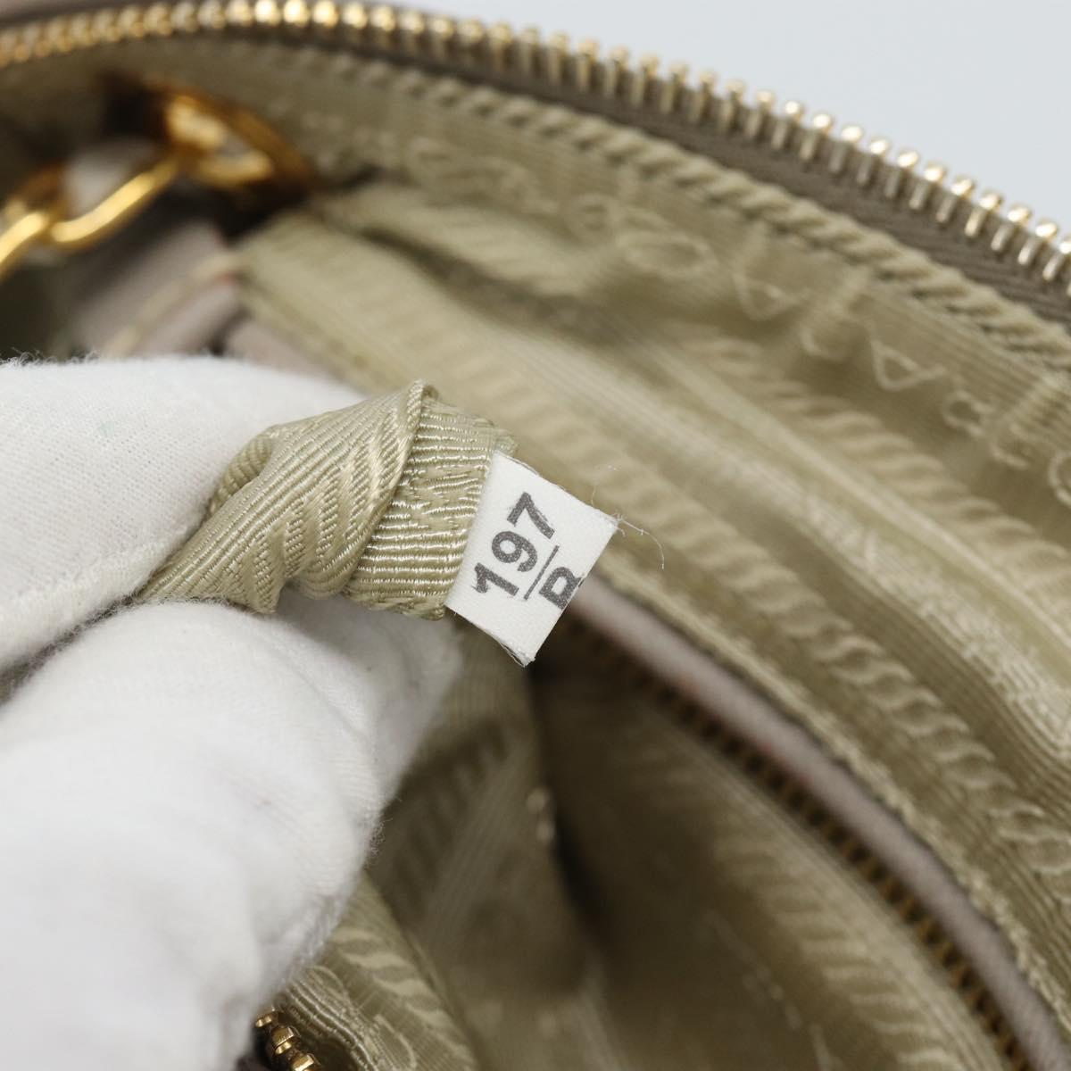 PRADA Chain Shoulder Bag Nylon Beige Gold Auth bs36530
