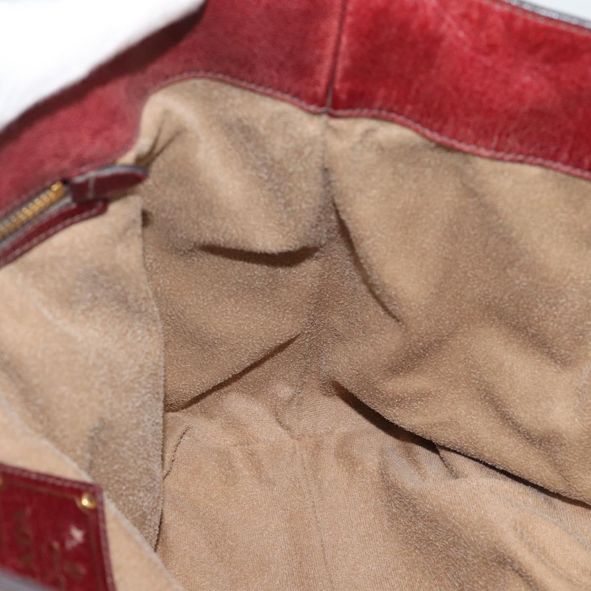 PRADA Hand Bag Leather Red Gold Auth bs36531