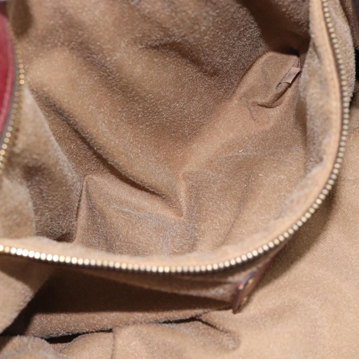PRADA Hand Bag Leather Red Gold Auth bs36531