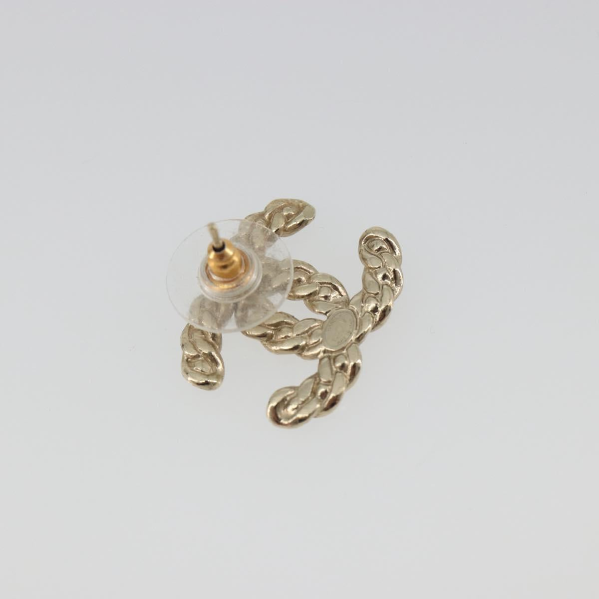 CHANEL Earring Metal Gold Tone CC Auth bs36533