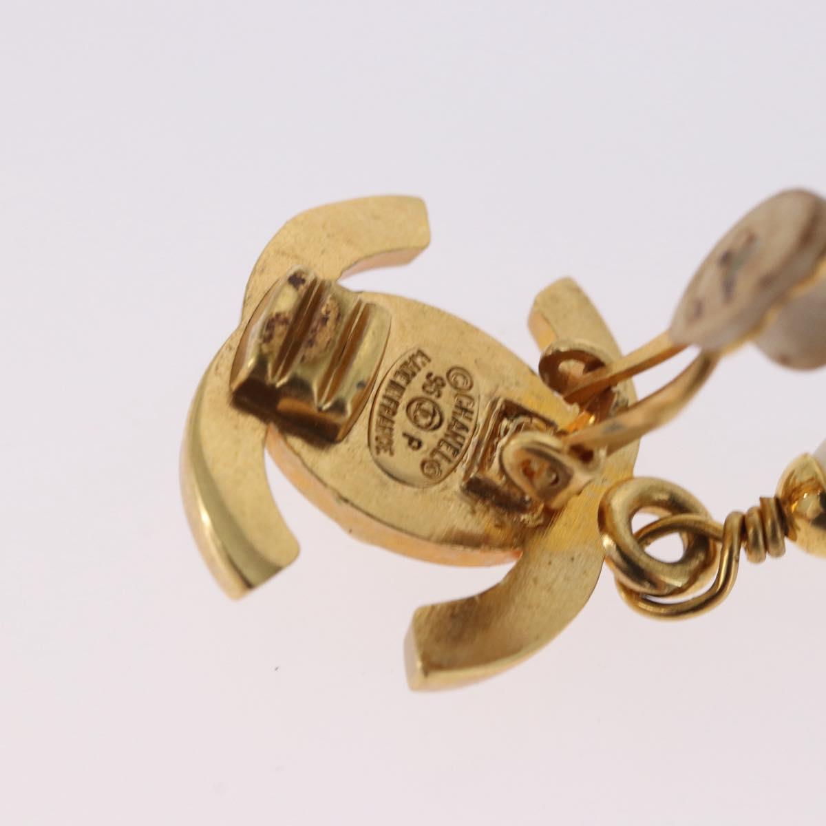 CHANEL Earring Metal Gold Tone CC Auth bs36535V