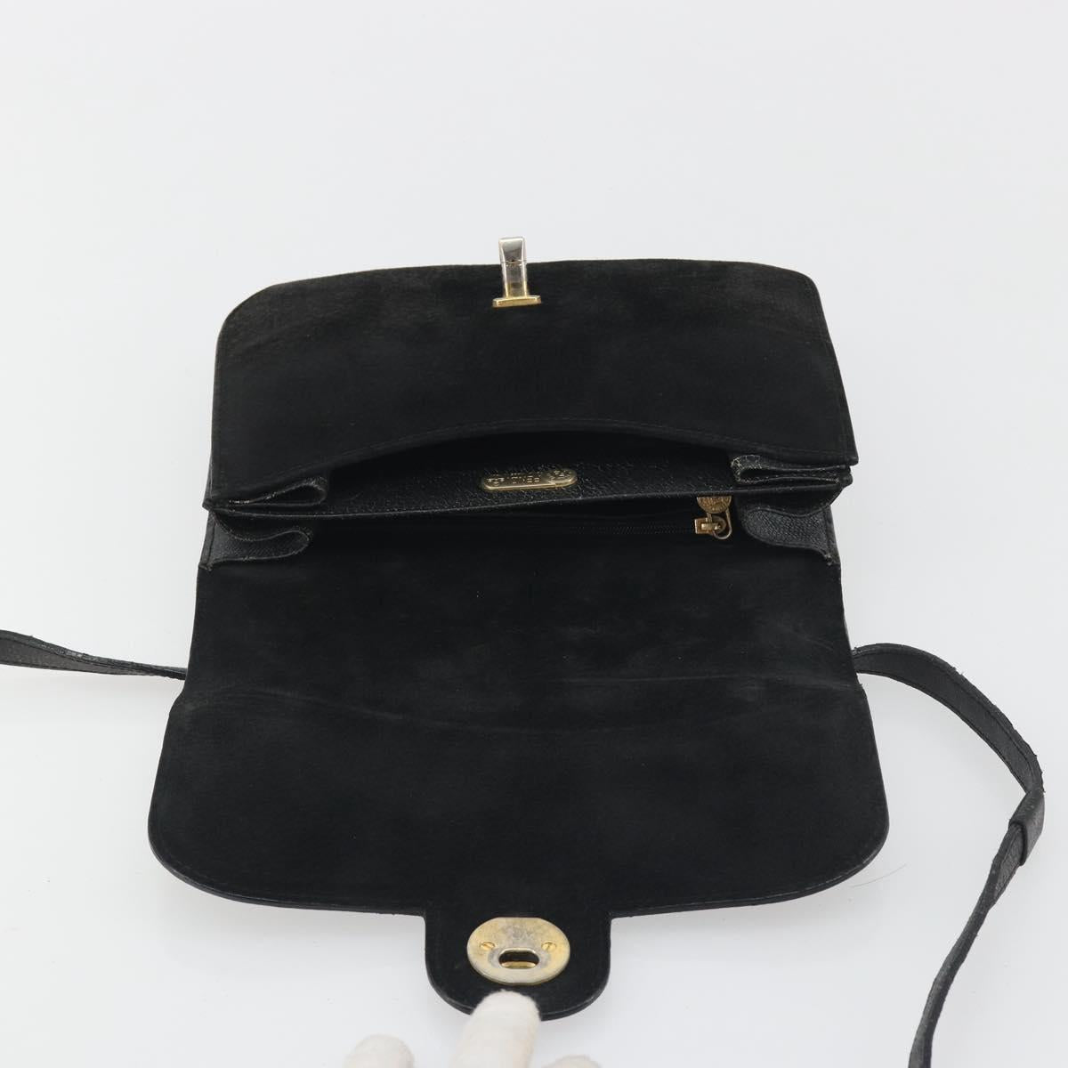 FENDI Shoulder Bag Suede Black Gold Auth bs36539