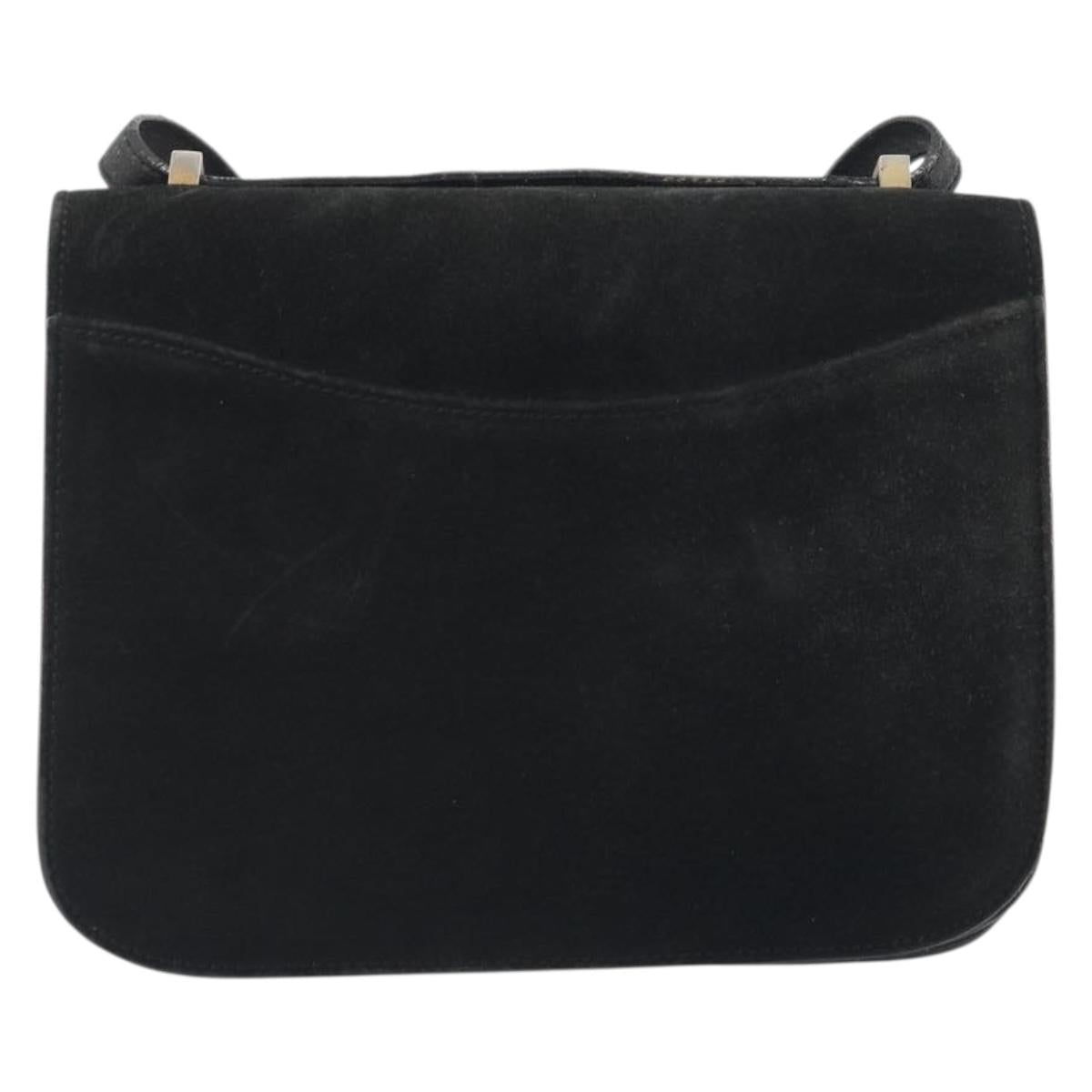 FENDI Shoulder Bag Suede Black Gold Auth bs36539
