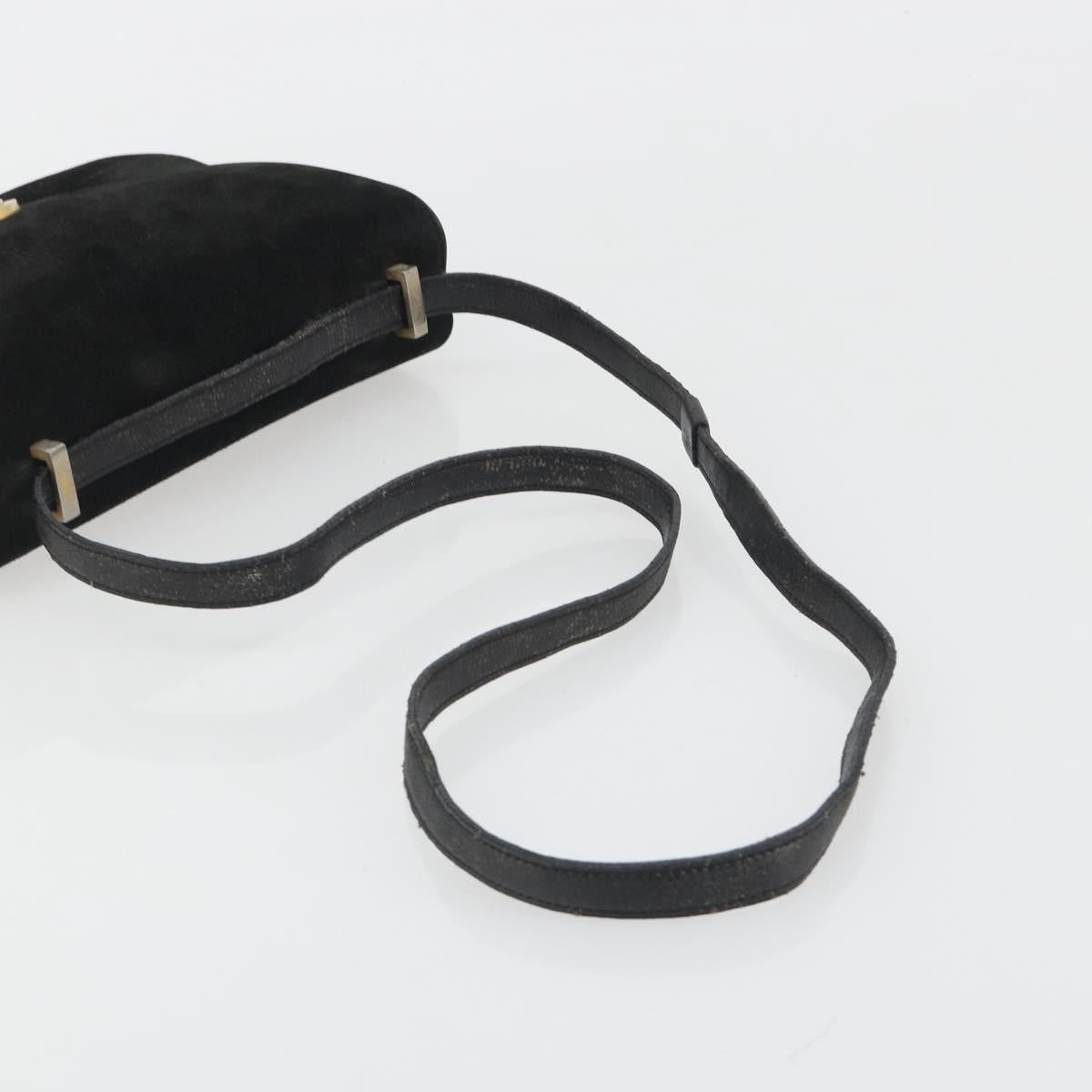 FENDI Shoulder Bag Suede Black Gold Auth bs36539