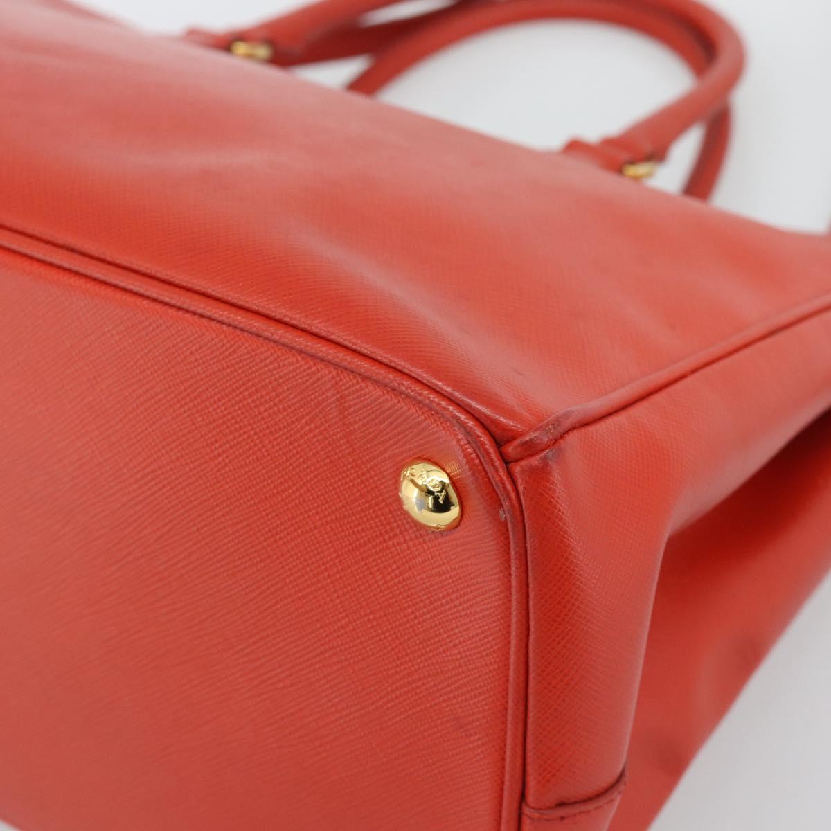 PRADA Hand Bag Safiano Leather 2way Orange Gold Auth bs36543