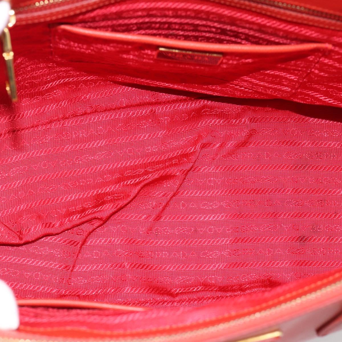 PRADA Hand Bag Safiano Leather 2way Orange Gold Auth bs36543