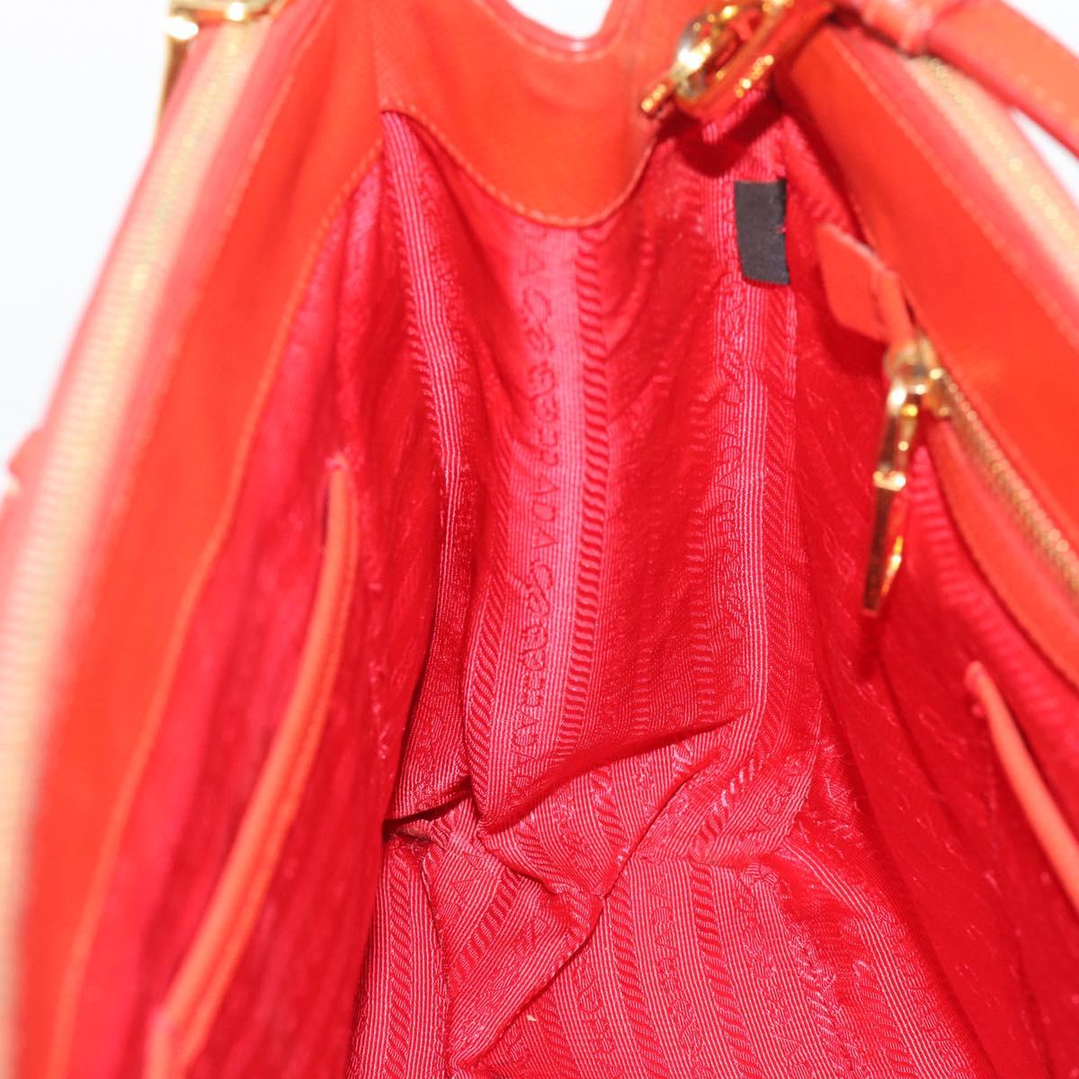 PRADA Hand Bag Safiano Leather 2way Orange Gold Auth bs36543