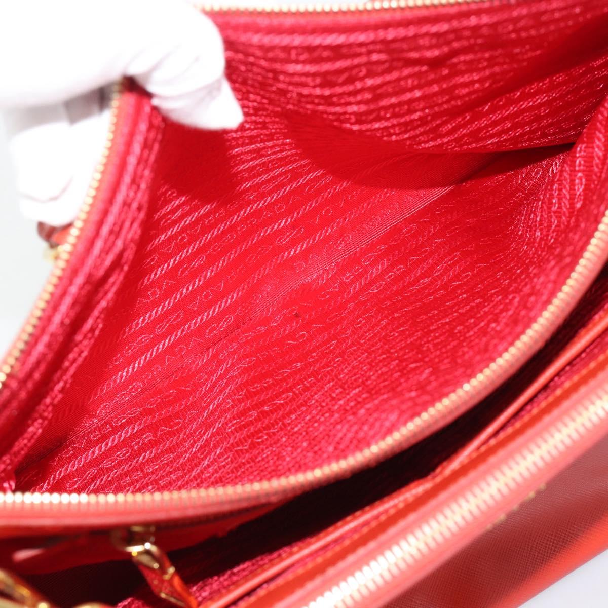 PRADA Hand Bag Safiano Leather 2way Orange Gold Auth bs36543