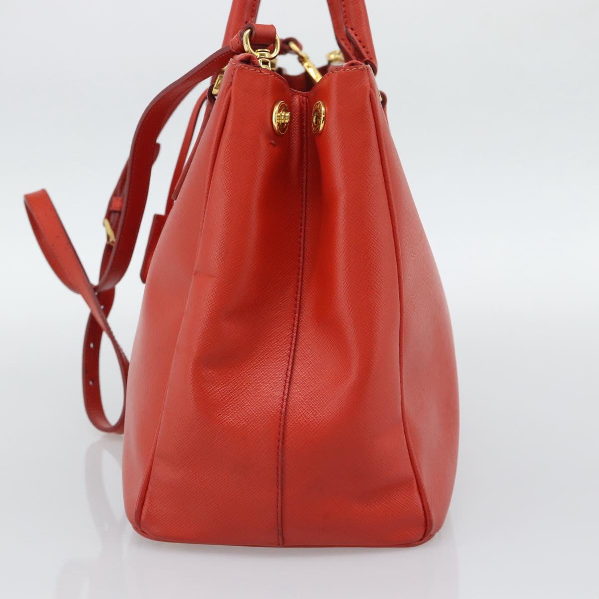 PRADA Hand Bag Safiano Leather 2way Orange Gold Auth bs36543