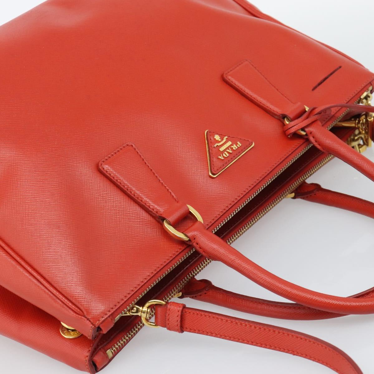 PRADA Hand Bag Safiano Leather 2way Orange Gold Auth bs36543