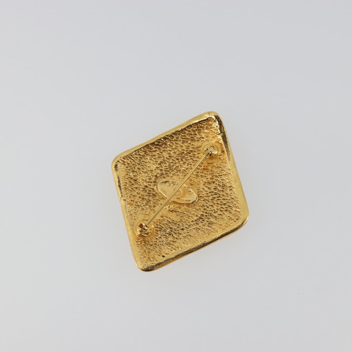 CHANEL Brooch Metal Gold Tone CC Auth bs36545