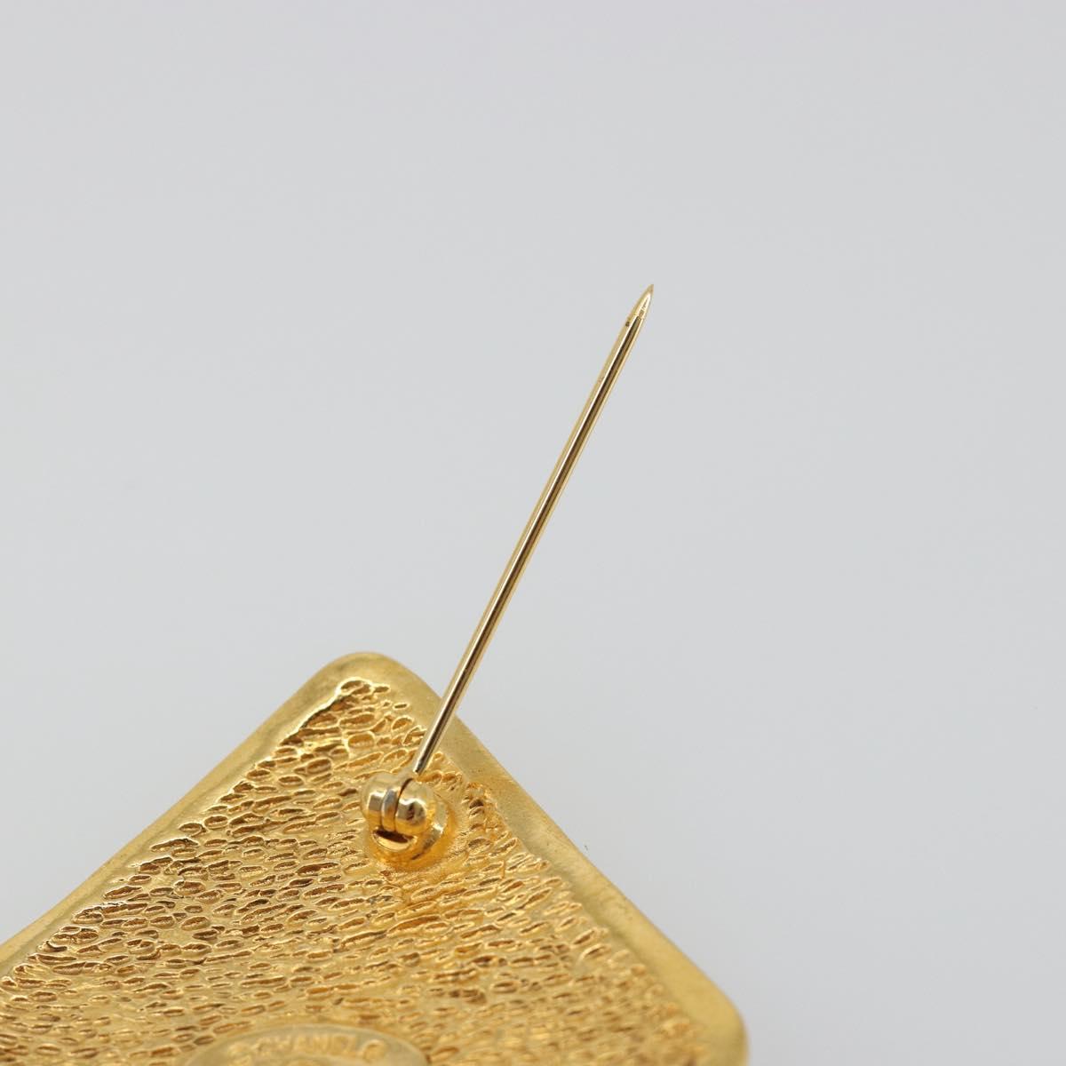 CHANEL Brooch Metal Gold Tone CC Auth bs36545