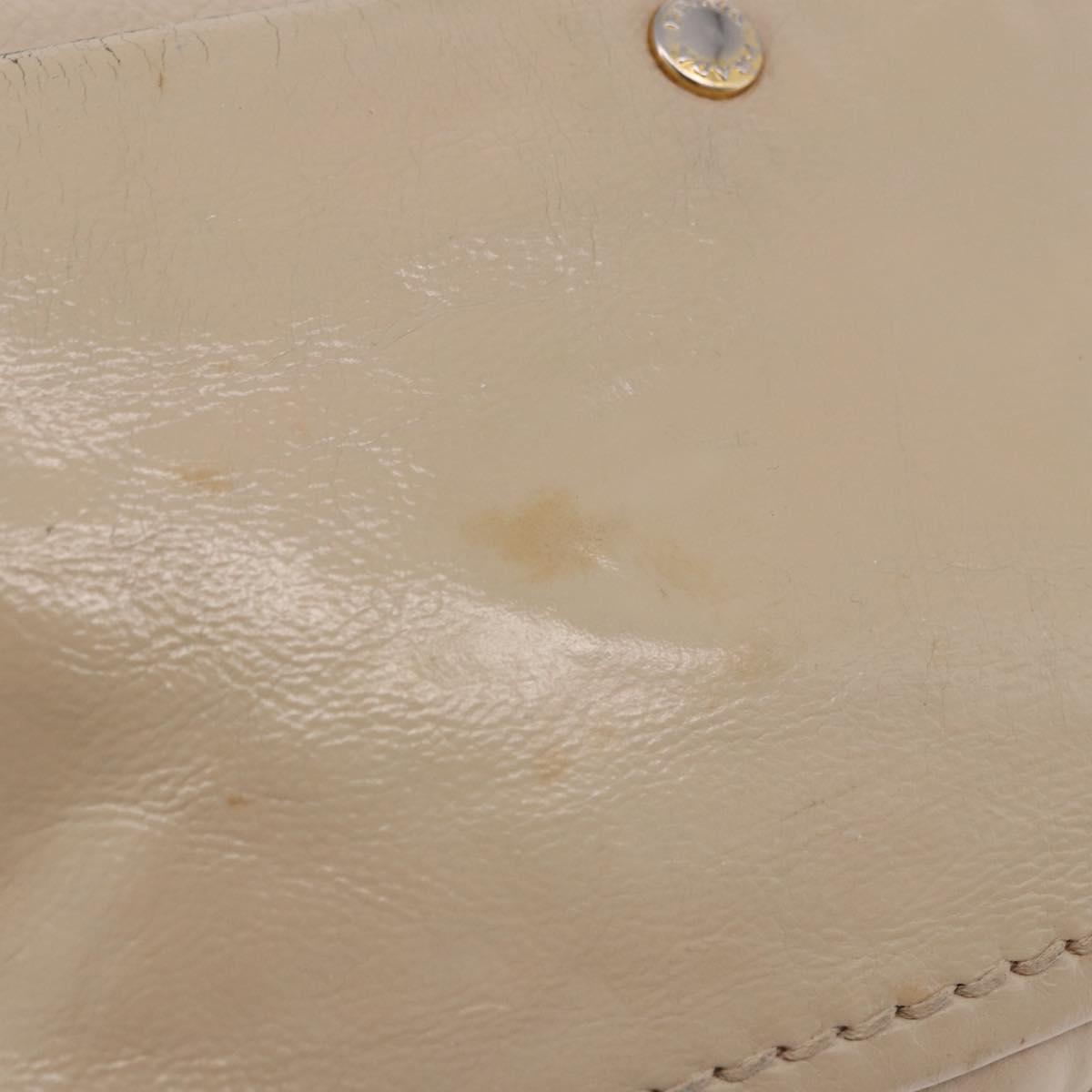 PRADA Chain Shoulder Bag Leather Beige Gold Auth bs36546