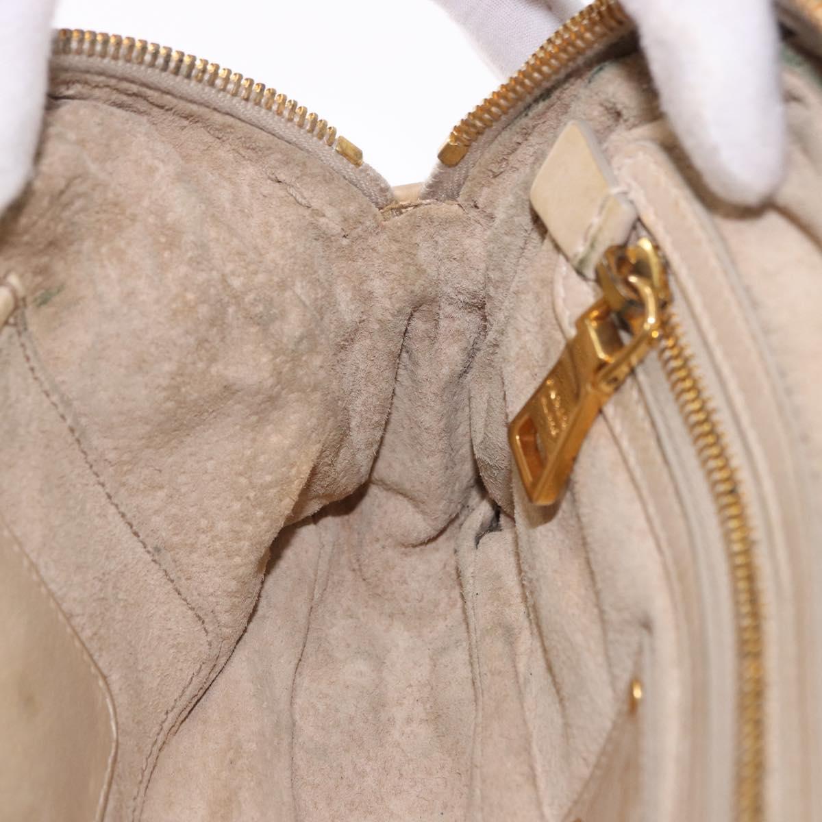 PRADA Chain Shoulder Bag Leather Beige Gold Auth bs36546