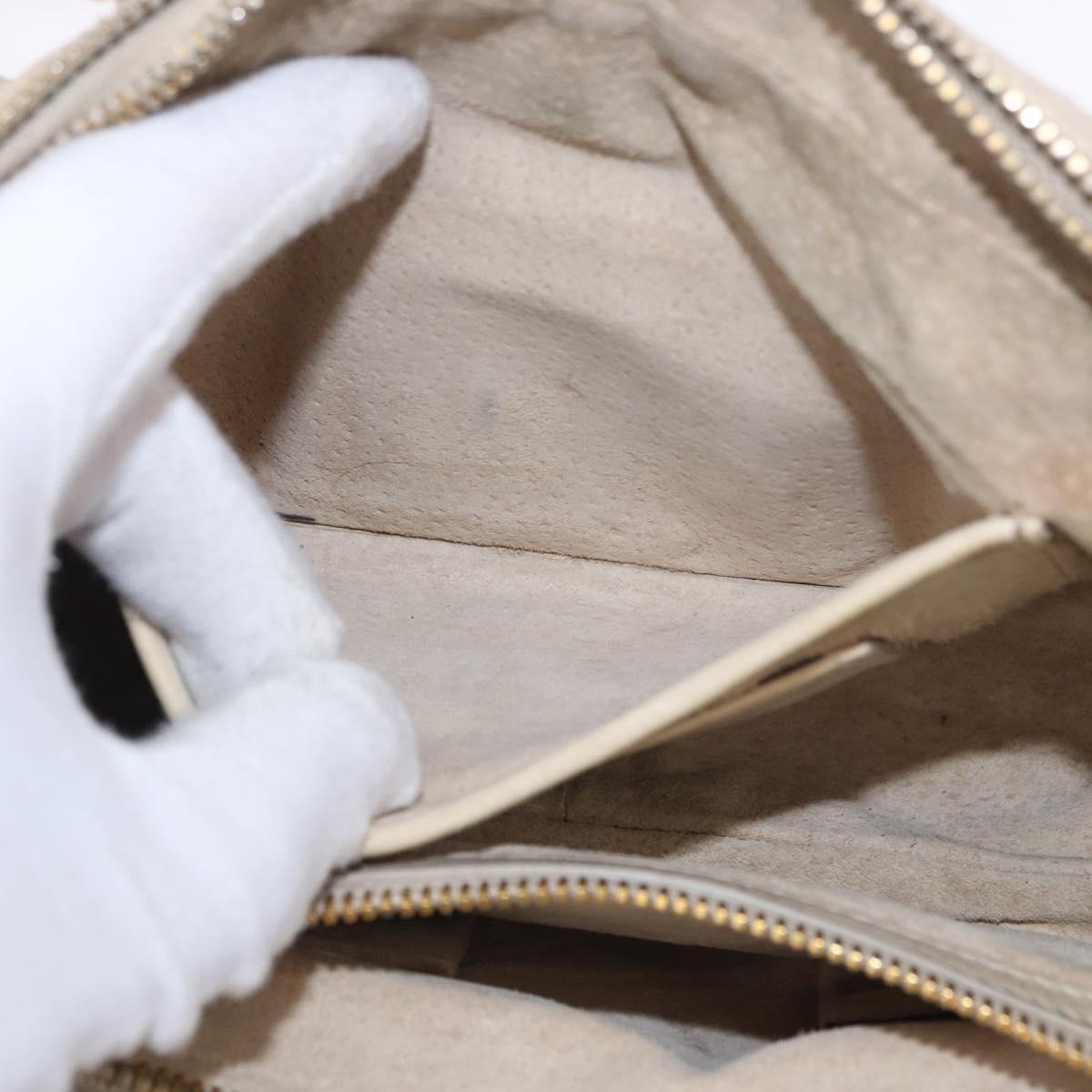 PRADA Chain Shoulder Bag Leather Beige Gold Auth bs36546