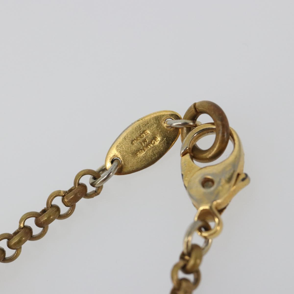 CHANEL Necklace Metal Gold Tone White CC Auth bs36551