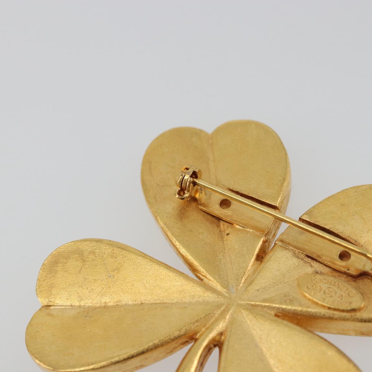 CHANEL Brooch Metal Gold Tone CC Auth bs36553