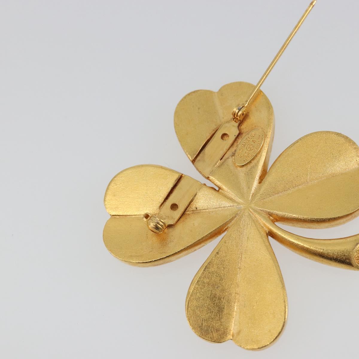 CHANEL Brooch Metal Gold Tone CC Auth bs36553