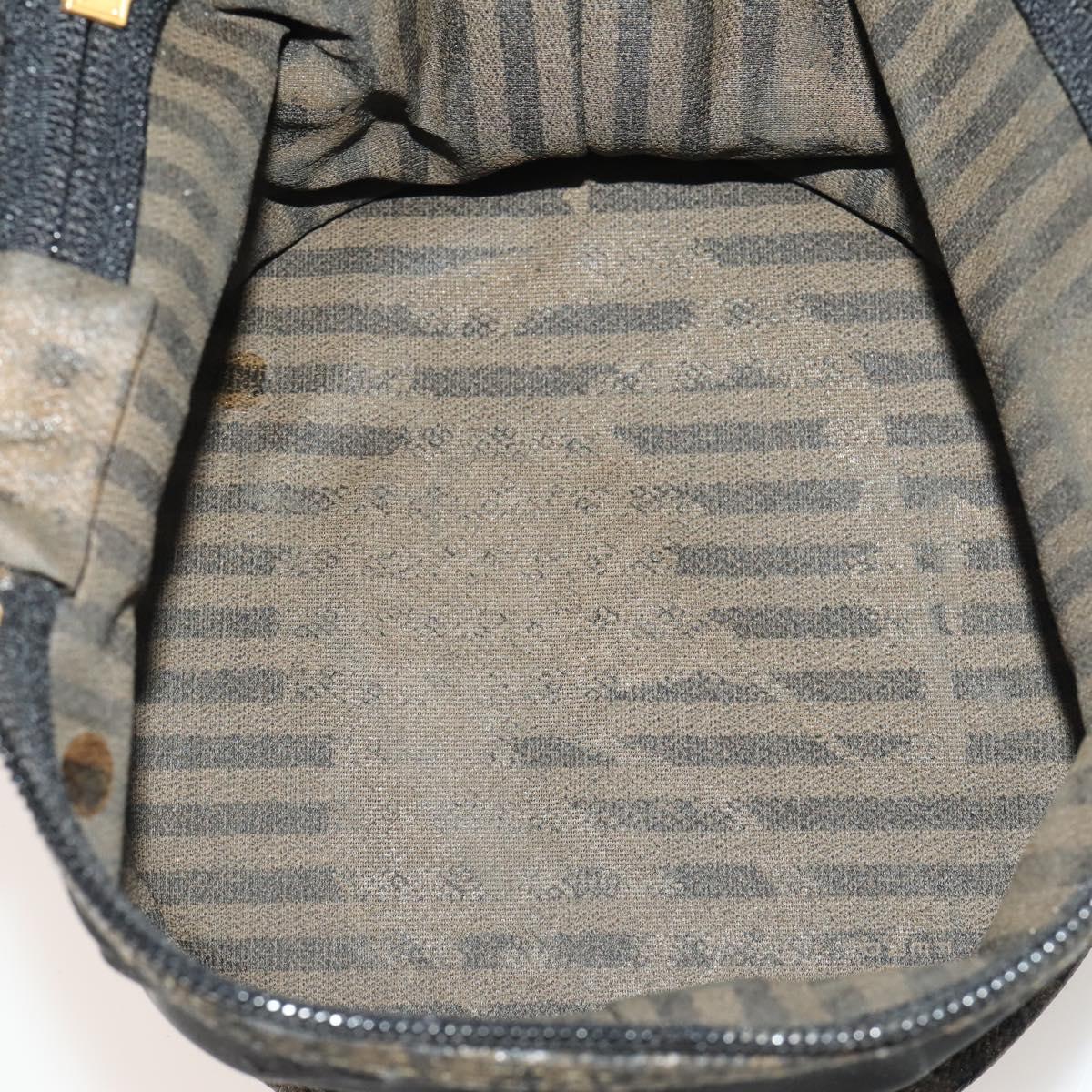FENDI Pecan Canvas Zucca Canvas Hand Bag PVC 5 Set Brown Black Auth bs36555