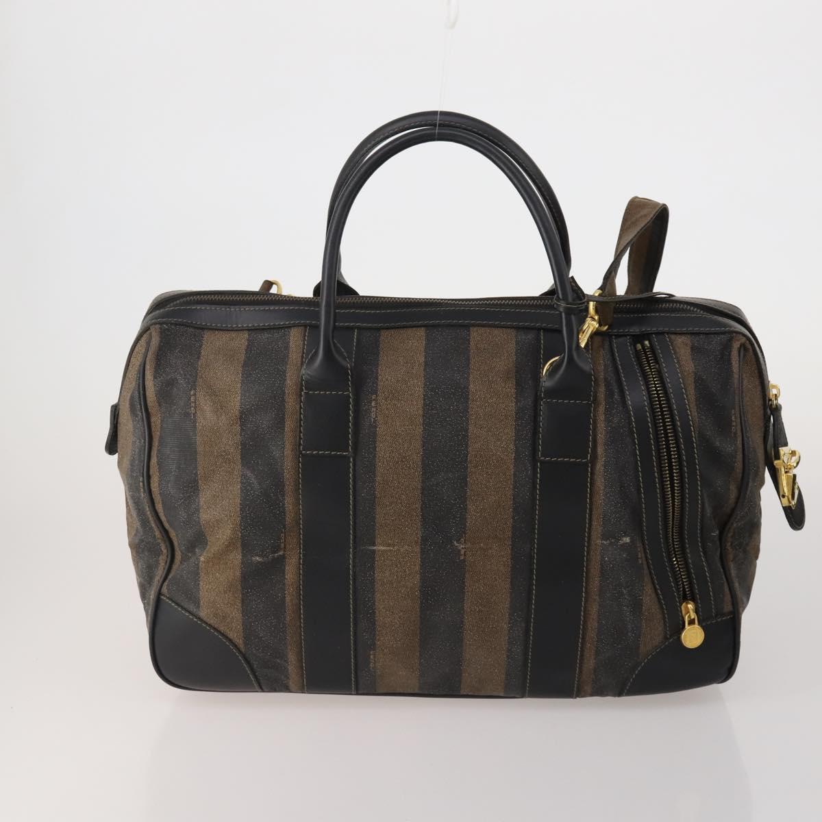 FENDI Pecan Canvas Zucca Canvas Hand Bag PVC 5 Set Brown Black Auth bs36555
