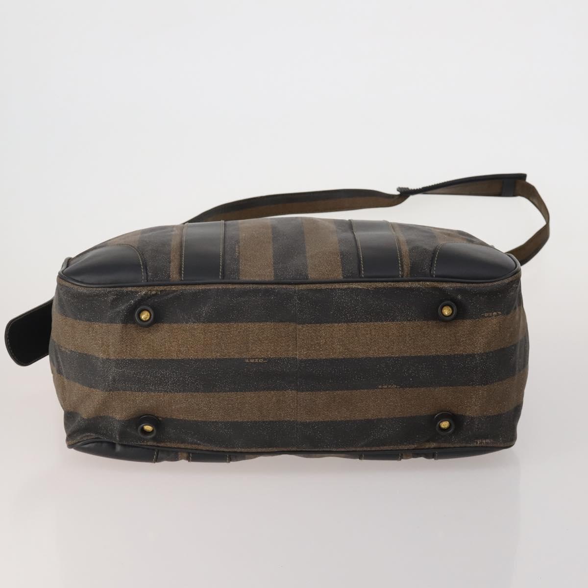 FENDI Pecan Canvas Zucca Canvas Hand Bag PVC 5 Set Brown Black Auth bs36555