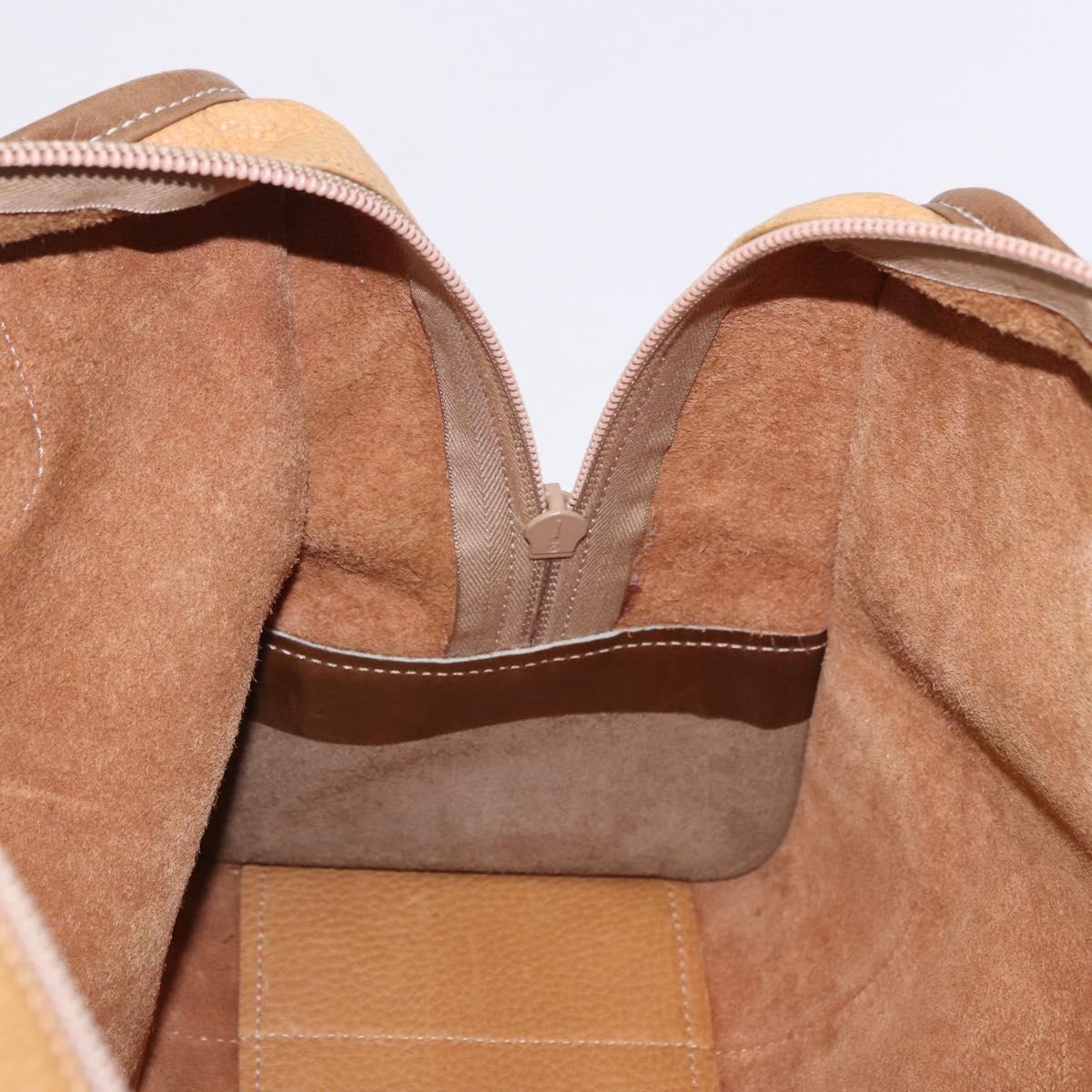 LOEWE Hand Bag Leather Beige Gold Auth bs36556