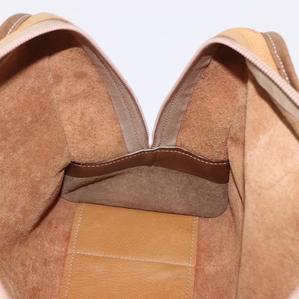 LOEWE Hand Bag Leather Beige Gold Auth bs36556