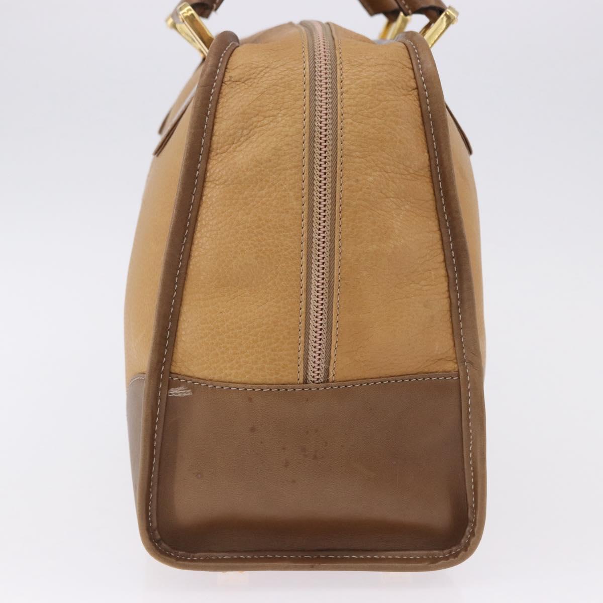 LOEWE Hand Bag Leather Beige Gold Auth bs36556