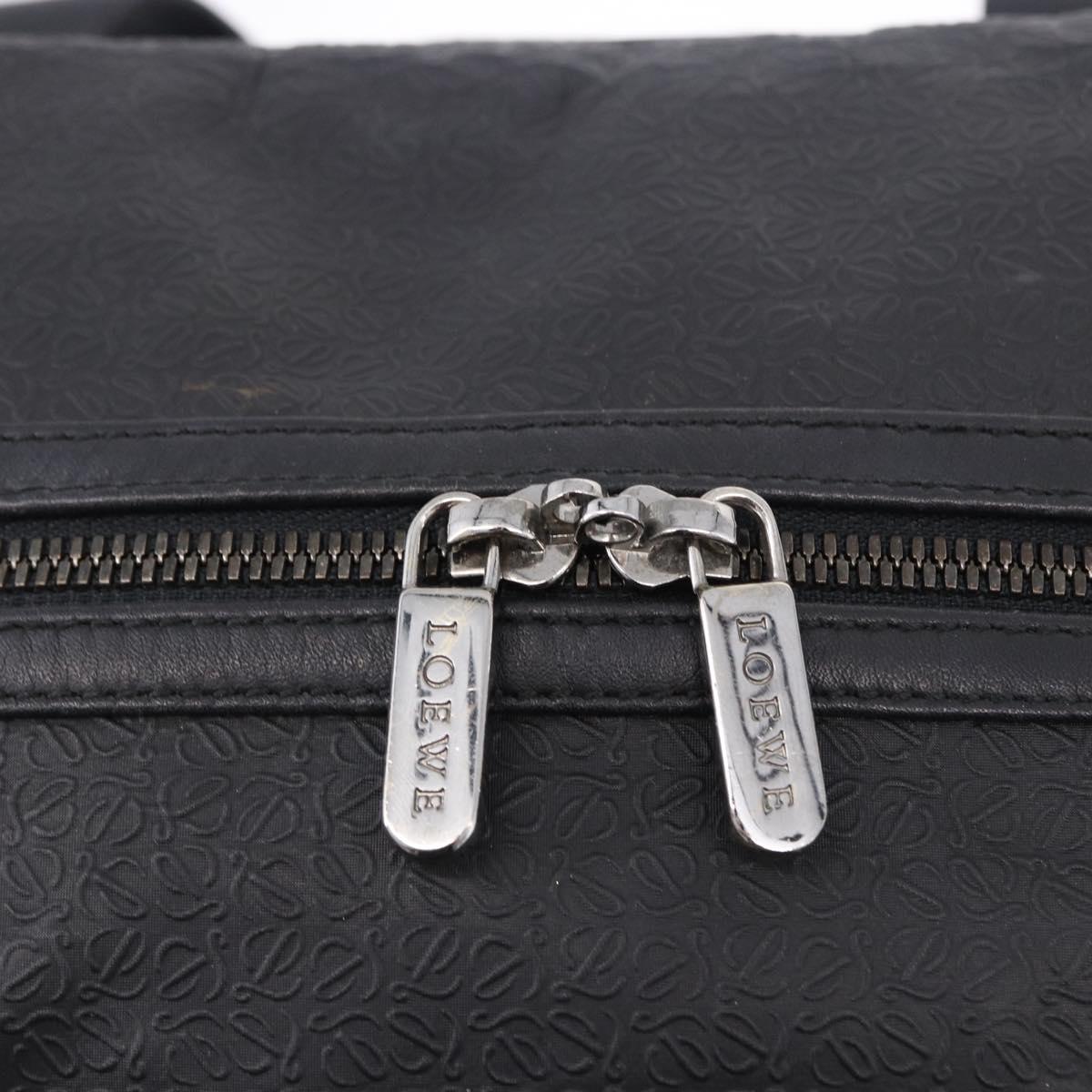 LOEWE Anagram Boston Bag PVC Leather Black Silver Auth bs36557