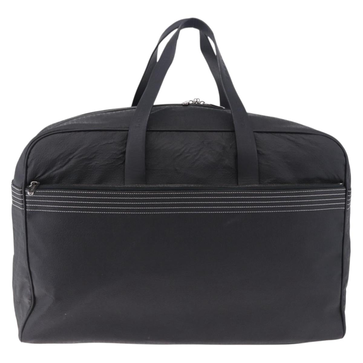 LOEWE Anagram Boston Bag PVC Leather Black Silver Auth bs36557