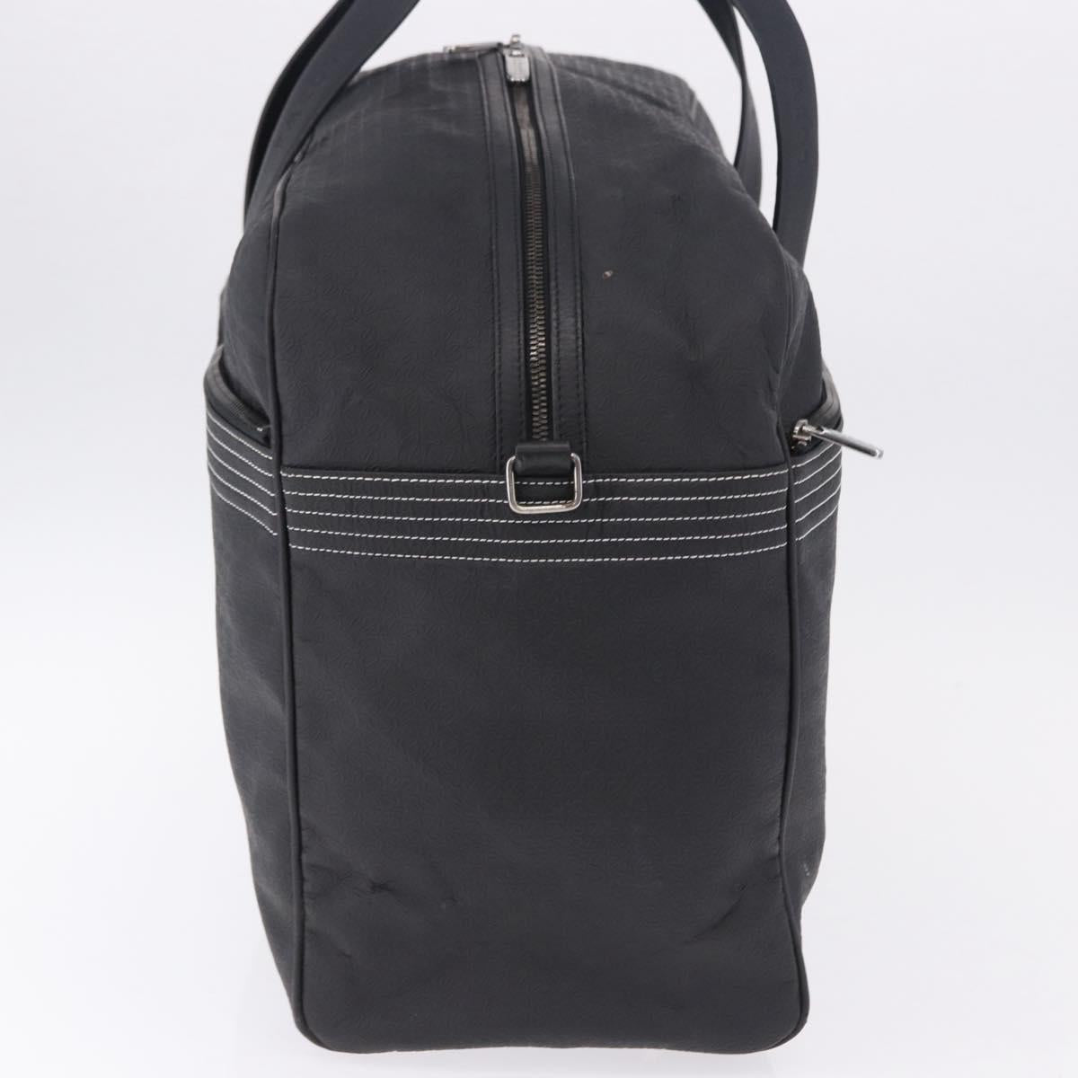 LOEWE Anagram Boston Bag PVC Leather Black Silver Auth bs36557