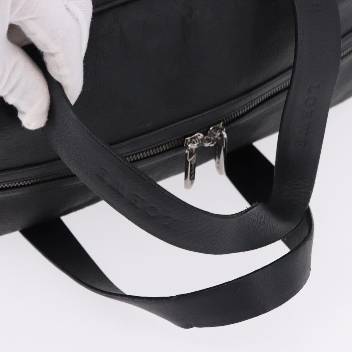 LOEWE Anagram Boston Bag PVC Leather Black Silver Auth bs36557
