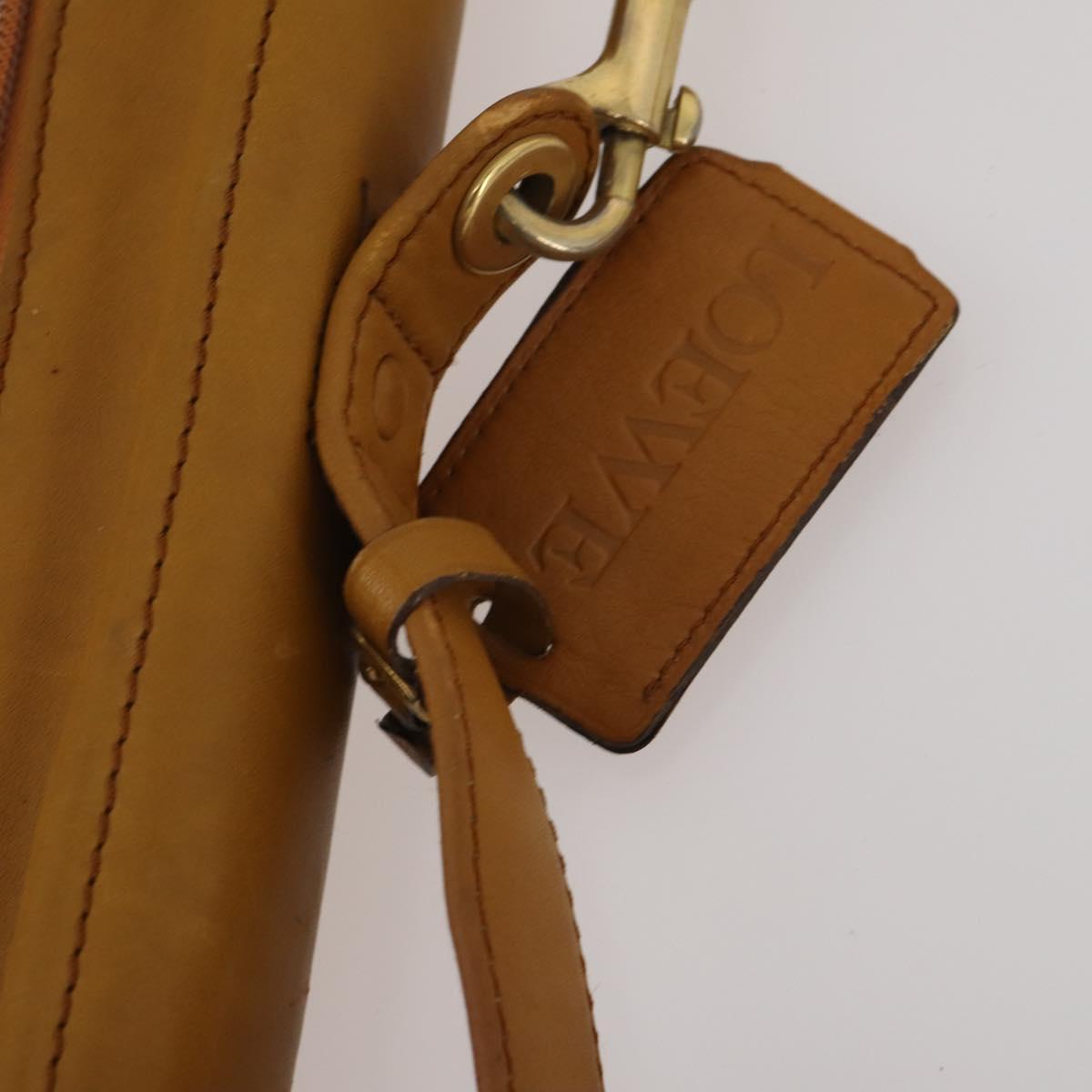 LOEWE Anagram Garment Cover Leather Beige Gold Tone Auth bs36558