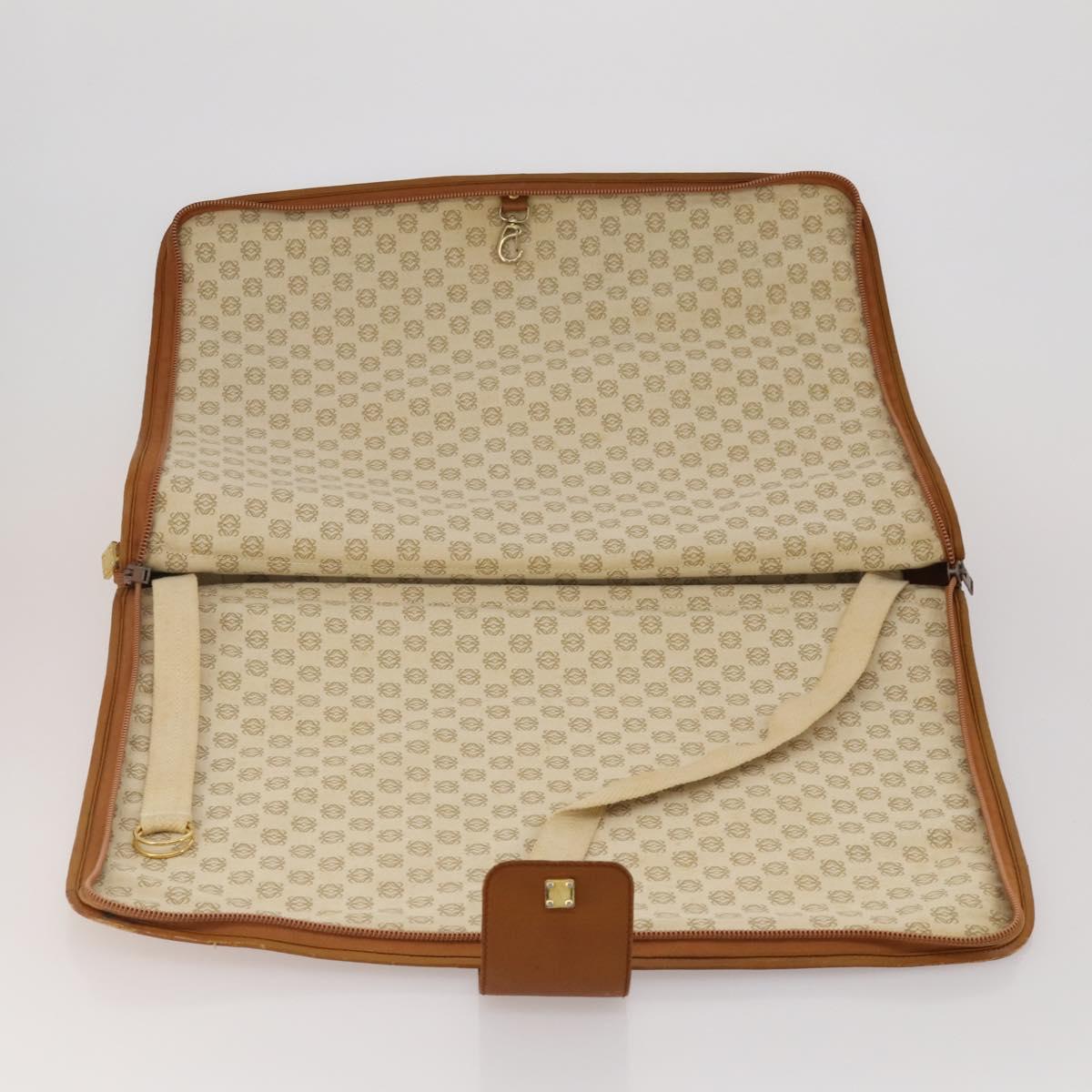 LOEWE Anagram Garment Cover Leather Beige Gold Tone Auth bs36558